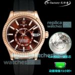N+ Swiss Copy Rolex Gain Weight 9002 Sky-Dweller 42mm Men's Watch Chocolate Dial 